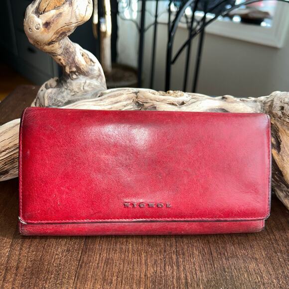 Harvey Nichols Knightsbridge London Red Leather Ladies Wallet - Picture 1 of 13